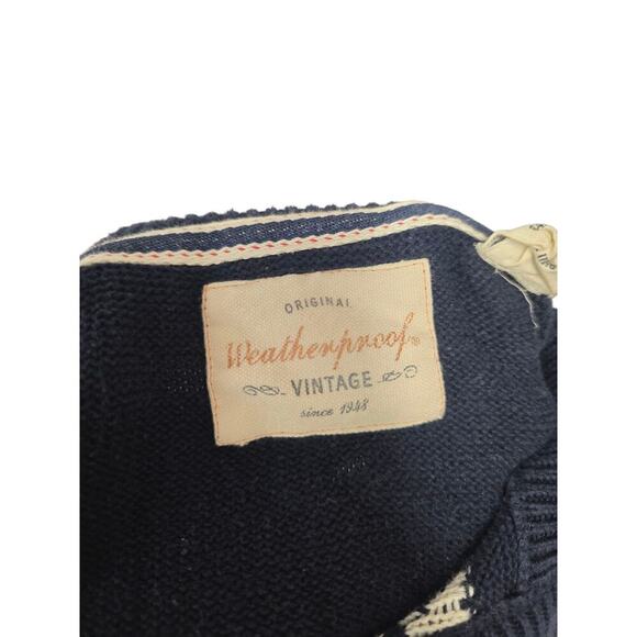 Weatherproof Vintage Navy Fair Isle Shawl Collar Sweater – Men’s Medium - Picture 4 of 6